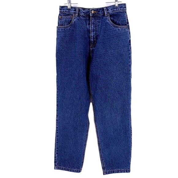 Vintage High Rise Plaid Flannel Lined Jeans Size 12 Tapered Leg Burry Lane - Picture 2 of 4